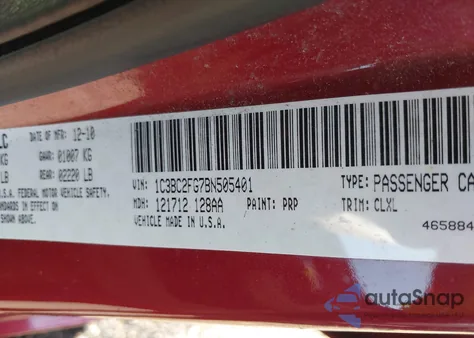 2011 Chrysler 200 Limited from USA, damaged, VIN 1C3BC2FG7BN505401